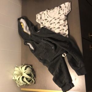 Sweat jump suit hoodie and bear onsie